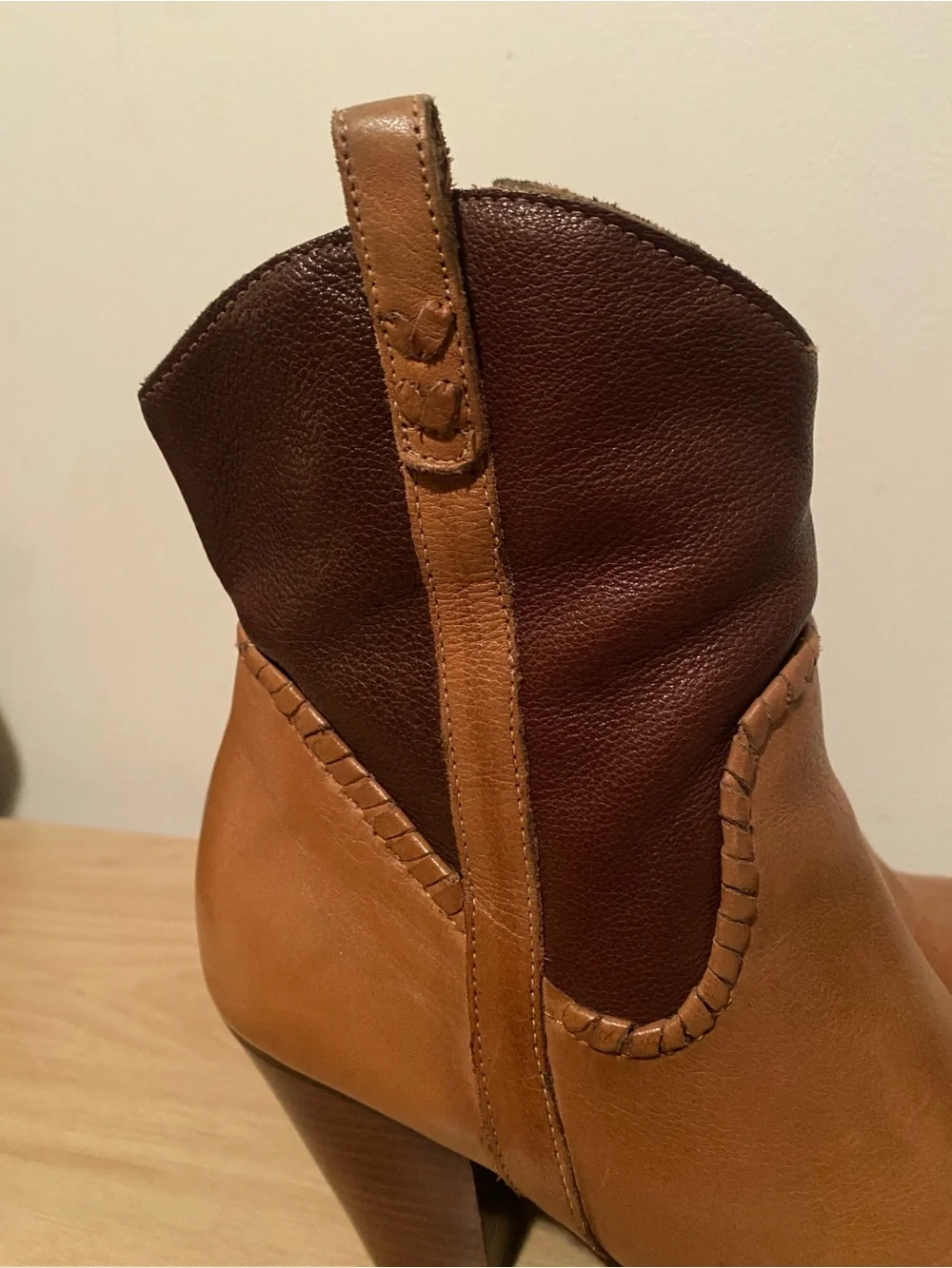 Jack Rogers Two Tone Leather Western Cowboy Boots Brown Tan Women’s 7.5